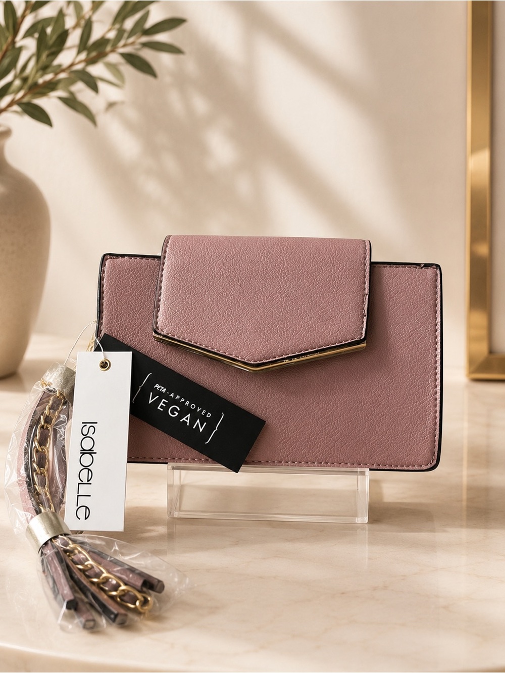 Dusty Rose Vegan Crossbody Wallet - NWT